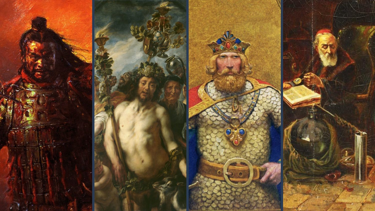 Cztery archetypy męskie w malarstwie: Wojownik, Kochanek, Król, Mag